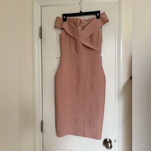 Elegant Pink Off-Shoulder Bandage Dress